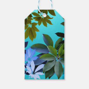 Étiquettes-cadeau Balise Cadeau personnalisé Feuille vert et bleu