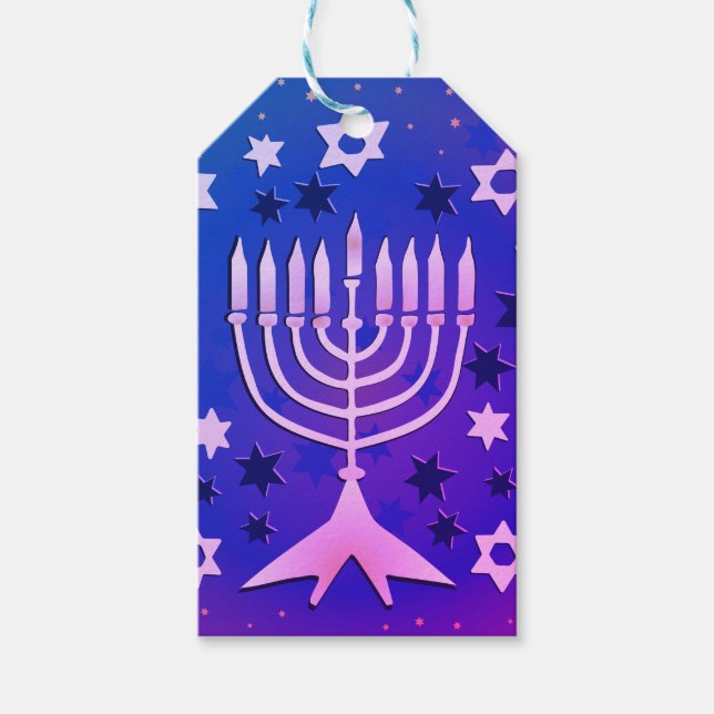 Étiquettes-cadeau Balise Cadeau Personnalisé Happy Chanukah (Devant)