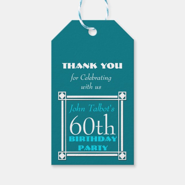 Étiquettes-cadeau Balise cadeau personnalisé Retro W 60e anniversair (Devant)
