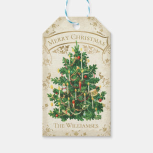 Étiquettes-cadeau Balise Cadeau personnalisé Vintage Christmas Tree