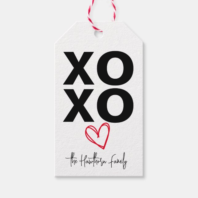 Étiquettes-cadeau Balise cadeau personnalisée XO (Devant)