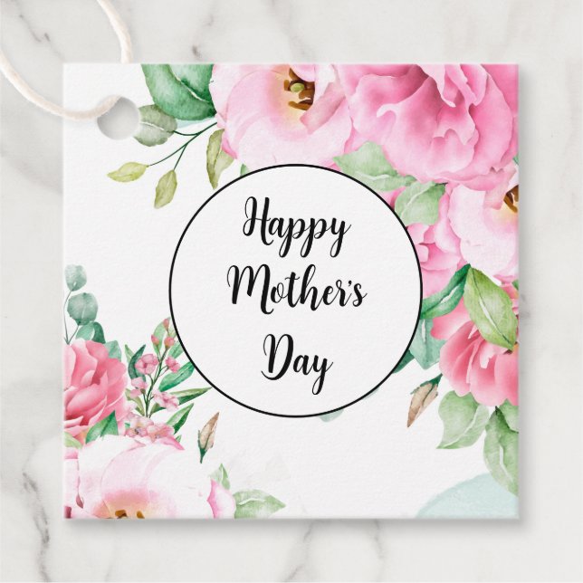 Étiquettes Cadeau Balise cadeau Pink Floral Fête des Mères (Devant)