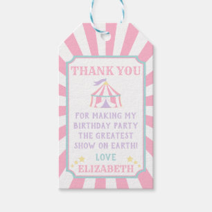 Étiquettes-cadeau Balise Cadeau Pink Tente Circus Carnival Anniversa