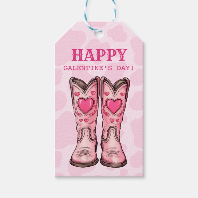 Étiquettes-cadeau Balise cadeau Pink Western Cowgirl Boots (Devant)