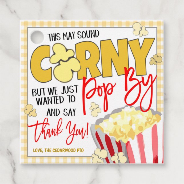 Étiquettes Cadeau Balise Cadeau Popcorn (Devant)