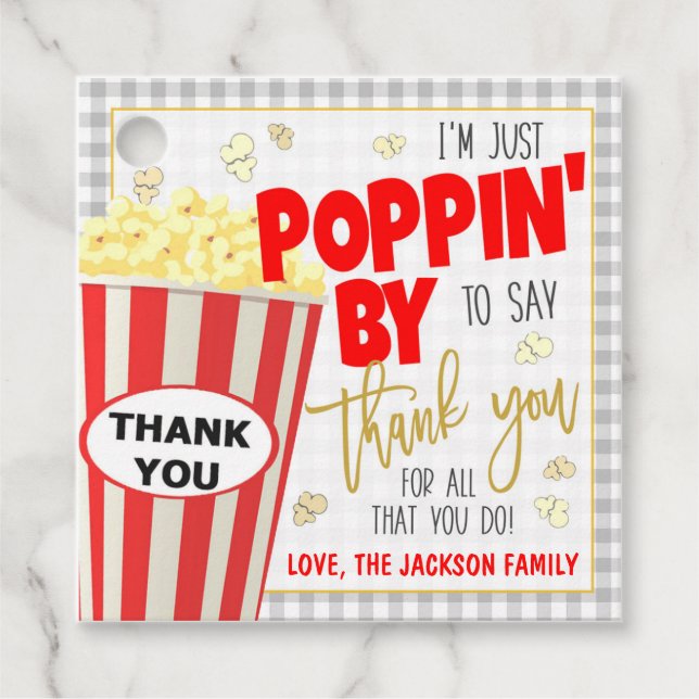 Étiquettes Cadeau Balise Cadeau Popcorn (Devant)