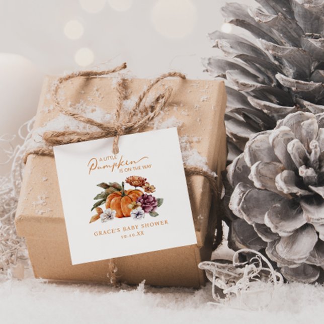 Étiquettes Cadeau Balise Cadeau pour bébé un peu Citrouille (A Little Pumpkin Is On The Way Baby Shower Gift Tag)