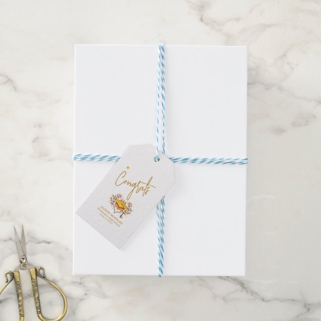 Étiquettes-cadeau Balise Cadeau pour Casquette d'or Félicitations (Avec de laficelle)
