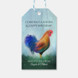Étiquettes-cadeau Balise cadeau pour la peinture de coq d'art fine