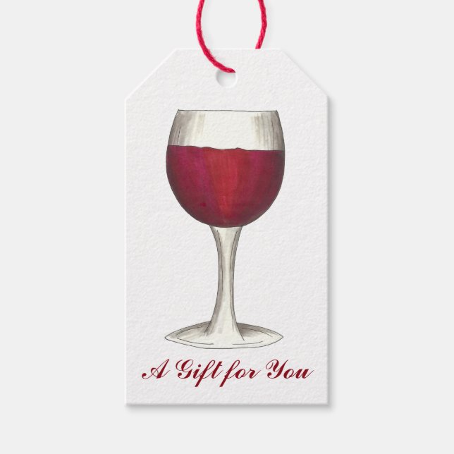Étiquettes-cadeau Balise cadeau pour vous Red Wine Glass (Devant)