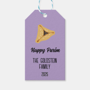 Étiquettes-cadeau Balise Cadeau Purple Purim Nom De Famille Pour Pan