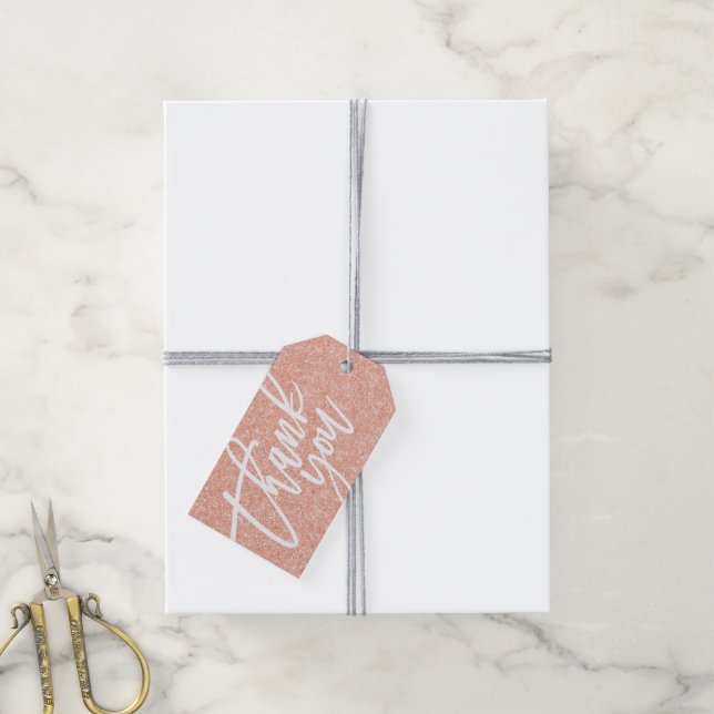Étiquettes-cadeau Balise cadeau rose Gold Parties scintillant Merci (Avec de la ficelle)
