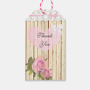 Étiquettes-cadeau Balise cadeau Rose Vintage Merci Rustic Wood