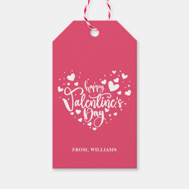 Étiquettes-cadeau Balise Cadeau Rouge joli Coeurs Jour des Valentine (Devant)