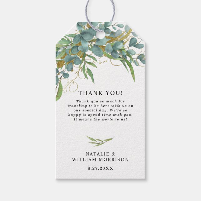 Étiquettes-cadeau Balise cadeau rustique Eucalyptus & Laurel (Devant)