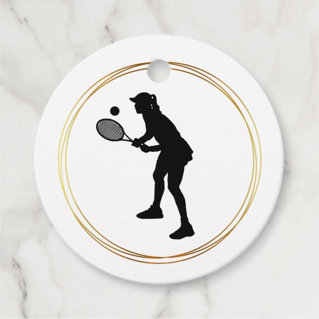 Étiquettes Cadeau Balise cadeau Silhouette of Femme Tennis Player (Devant)