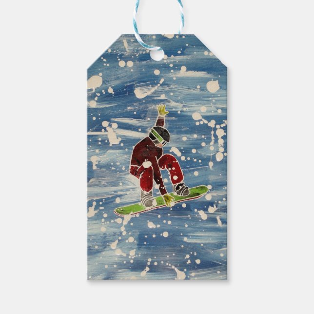 Étiquettes-cadeau Balise cadeau Snowboard (Devant)