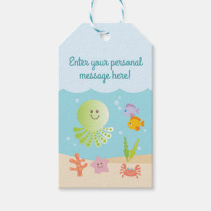 Étiquettes-cadeau Balise cadeau sous le Baby shower de mer bleu et v