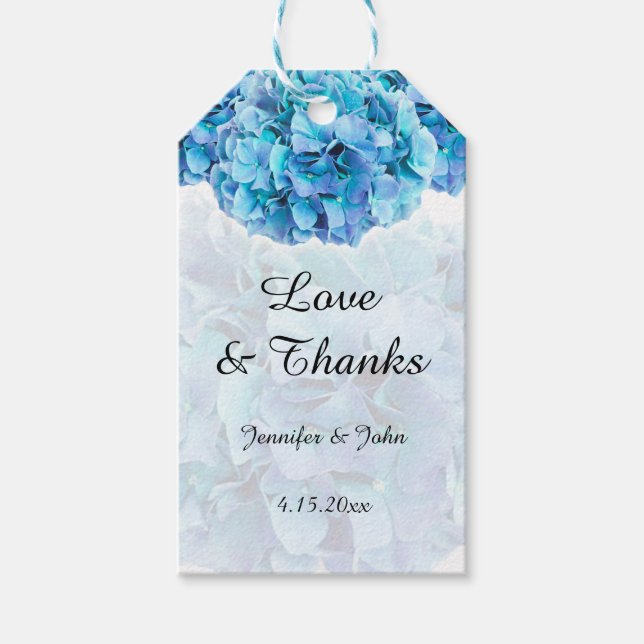 Étiquettes-cadeau Balise Cadeau tendance Blue Hydrangeas Wedding Fav (Devant)
