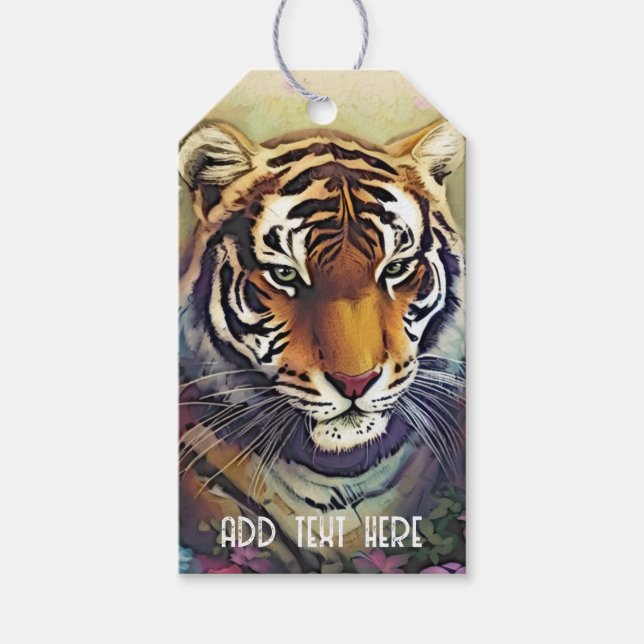 Étiquettes-cadeau Balise cadeau texte Tiger personnalisé (Devant)