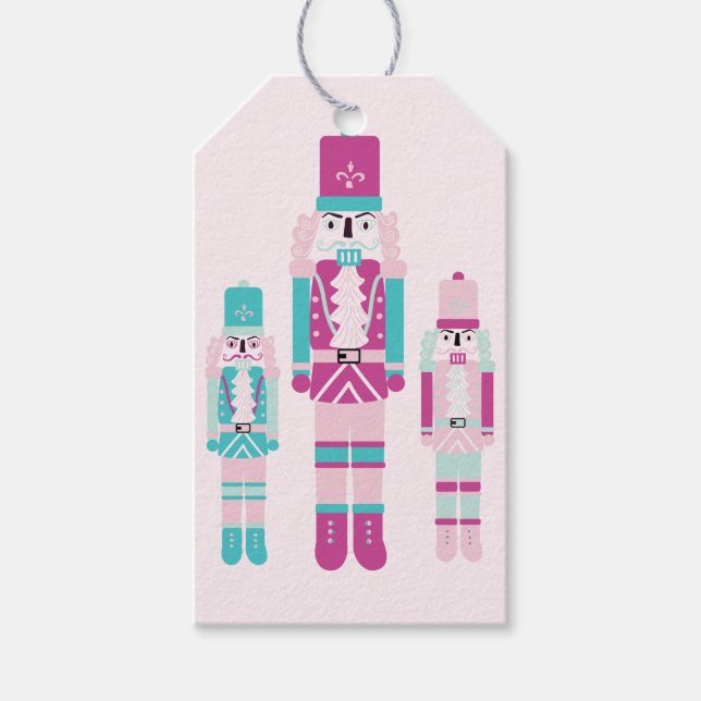 Étiquettes-cadeau Balise cadeau Trio pour Noisette rose et Turquoise (Devant)