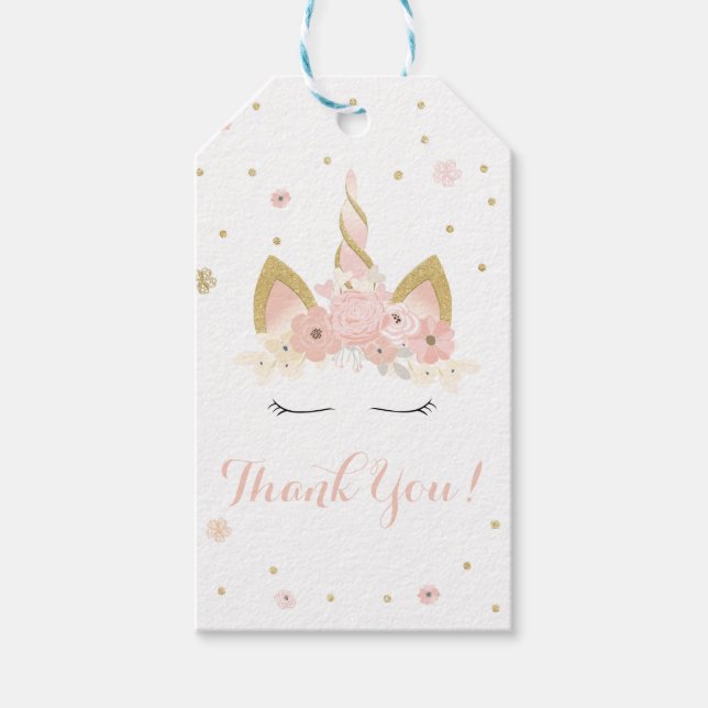 Étiquettes-cadeau Balise cadeau Unicorn Floral (Devant)