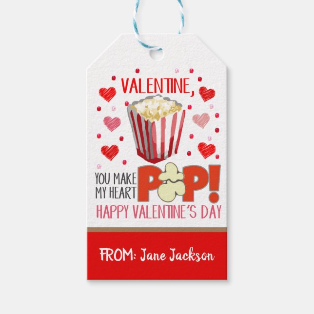 Étiquettes-cadeau Balise cadeau Valentine Popcorn (Devant)