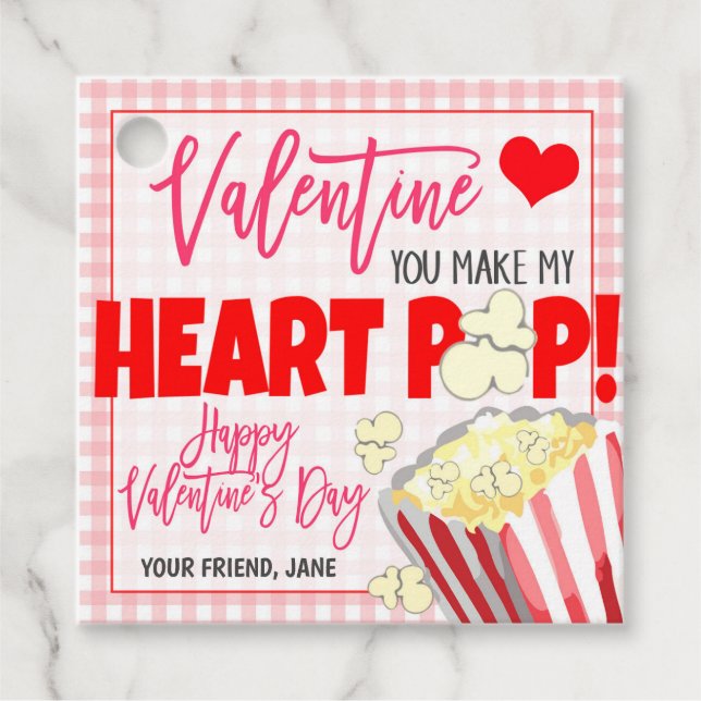 Étiquettes Cadeau Balise cadeau Valentine Popcorn (Devant)