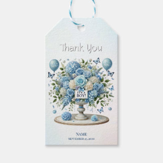 Étiquettes-cadeau Balise cadeau Vase Floral Blanc Bleu