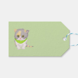 Étiquettes-cadeau Balise cadeau vert Cute Katie kitten
