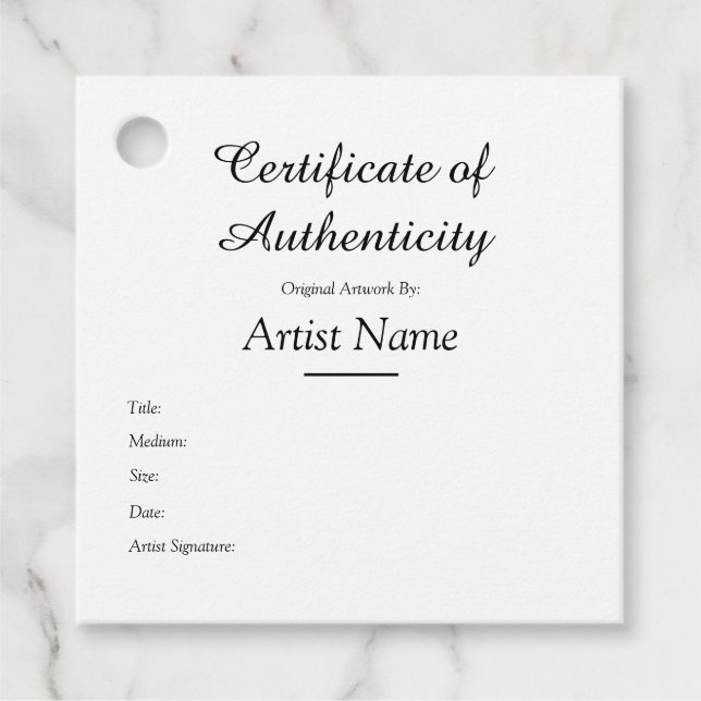 Étiquettes Cadeau Balise Certificat d'authenticité Carré customisé (Devant)
