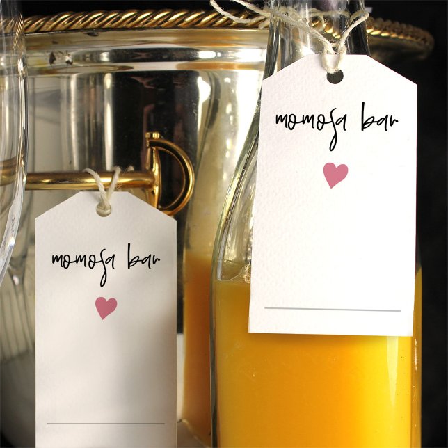 Étiquettes-cadeau Balise Chic Momosa Bottle Neck, Coeur Rose mignon (Créateur téléchargé)