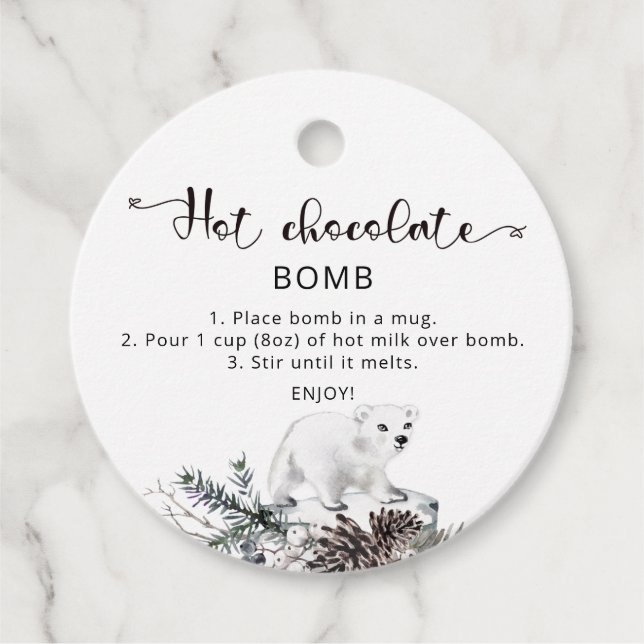 Étiquettes Cadeau Balise chocolat chaud. Bombe à cacao chaude d'hive (Devant)
