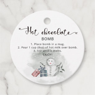Étiquettes Cadeau Balise chocolat chaud. Bombe de cacao chaud d'hive