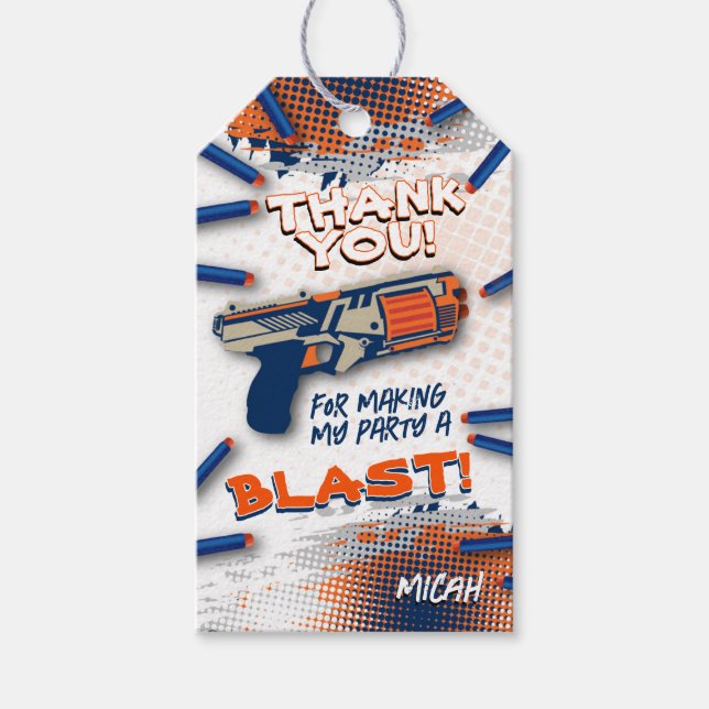 Étiquettes-cadeau Balise Dart Gun Merci (Devant)