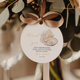 Étiquettes Cadeau Balise de Baby shower de perle côtière minimaliste