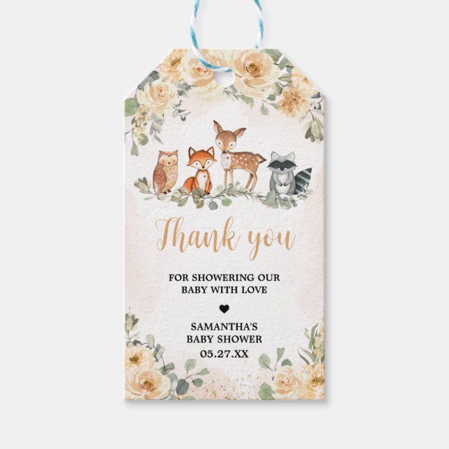 Étiquettes-cadeau Balise de Baby shower Favoriser les animaux de boi (Devant)