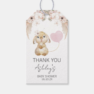 Étiquettes-cadeau Balise de Baby shower préféré de lapin rose floral