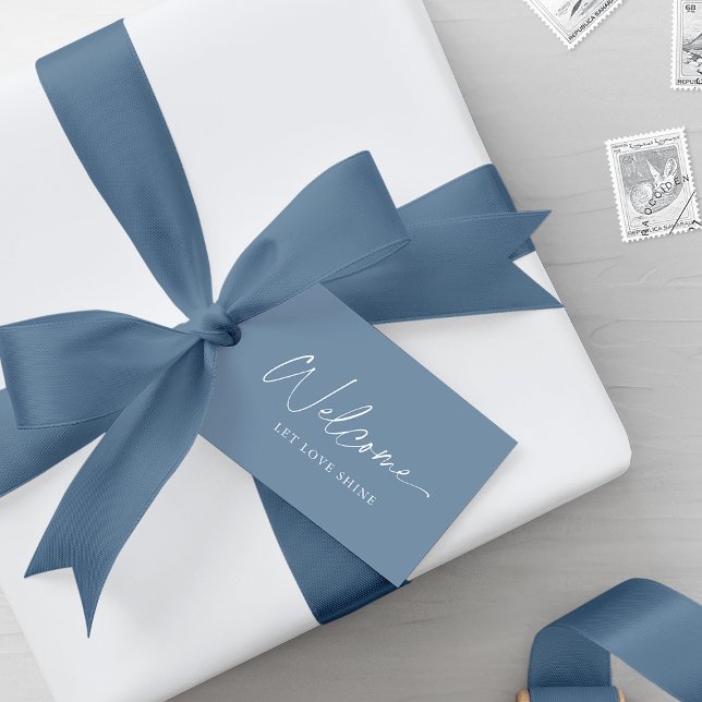 Étiquettes-cadeau Balise de bienvenue du Mariage bleu foncé - Balise (Créateur téléchargé)