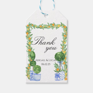 Étiquettes-cadeau Balise de cadeau Blue Chinoiserie et Topiary