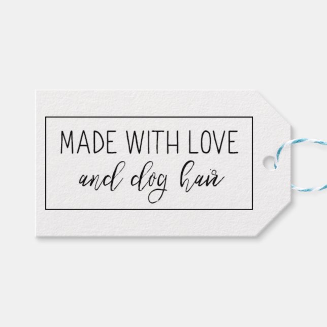 Étiquettes-cadeau Balise de cadeau de cheveux de chien et d'amour (Devant (Horizontal))