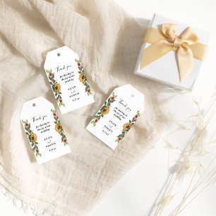 Étiquettes-cadeau Balise de cadeau de Mariage de Boho Sunflower Rust