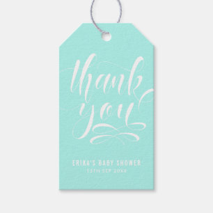 Étiquettes-cadeau Balise de cadeau de Merci bleu Aqua