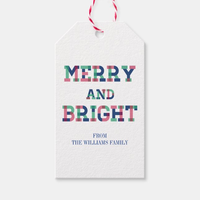 Étiquettes-cadeau Balise de cadeau de Noël joyeux et brillant (Devant)
