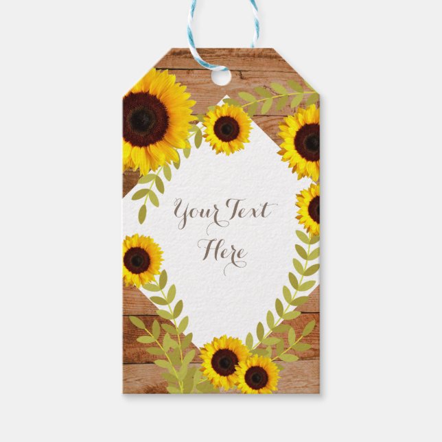 Étiquettes-cadeau Balise de cadeau de tournesol en fleur de fleur ru (Devant)