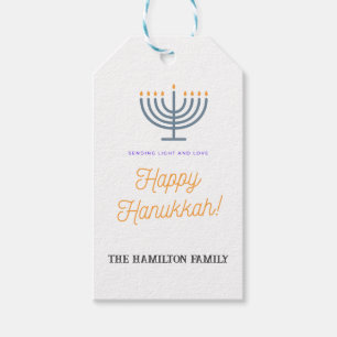 Étiquettes-cadeau Balise de cadeau Happy Hanoukka - customisez le no
