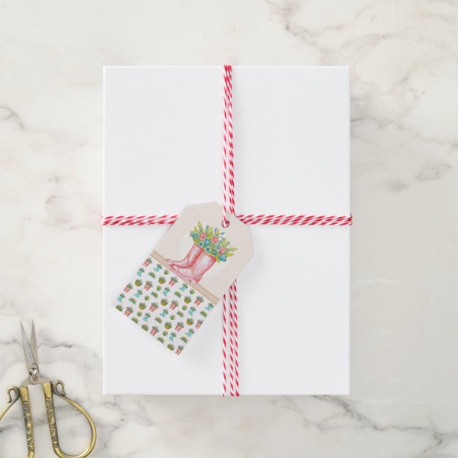 Étiquettes-cadeau Balise de cadeau joli en fleurs (Avec de la ficelle)