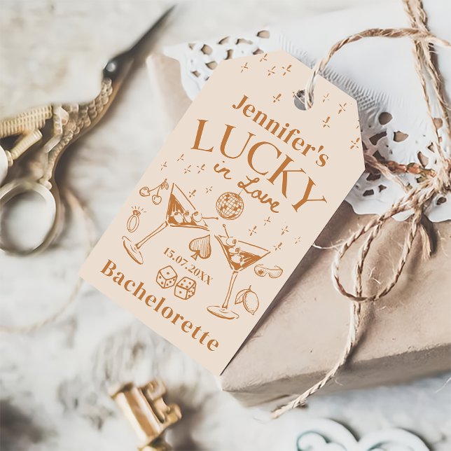 Étiquettes-cadeau Balise de cadeau Lucky In Love Cocktail Bacheloret (Créateur téléchargé)