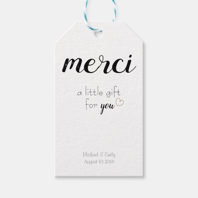 Étiquettes-cadeau Balise de cadeau Merci Merci Mariage Faveur (Devant)