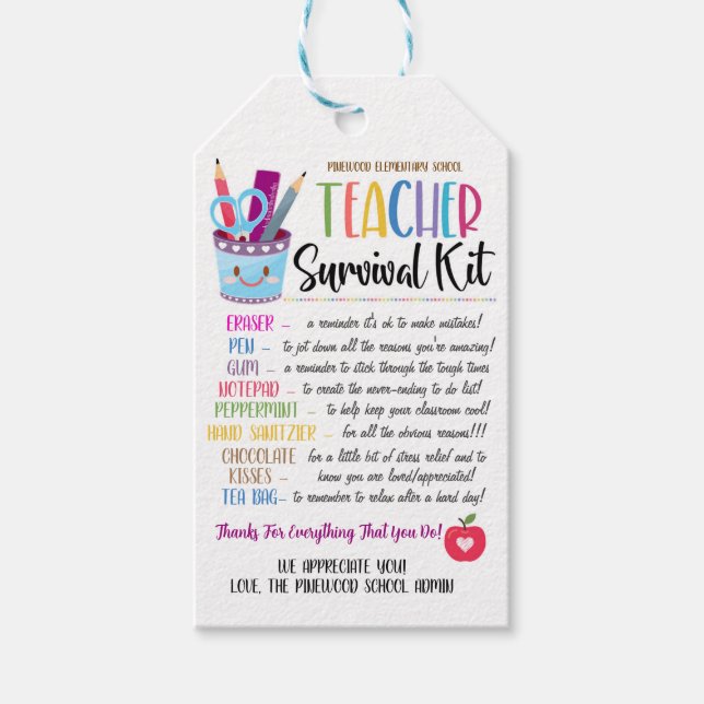 Étiquettes-cadeau Balise de cadeau pour la trousse de survie de l'en (Devant)